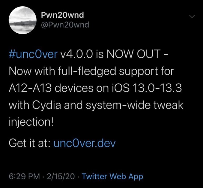 unc0ver 4.0公测版放出：运行iOS 13.0-13.3的A12-A13设备可以越狱了-OIMI