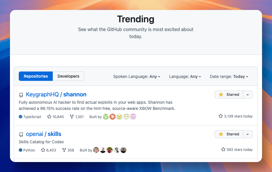 GitHub Trending- Shannon-oimi分享美好数字生活